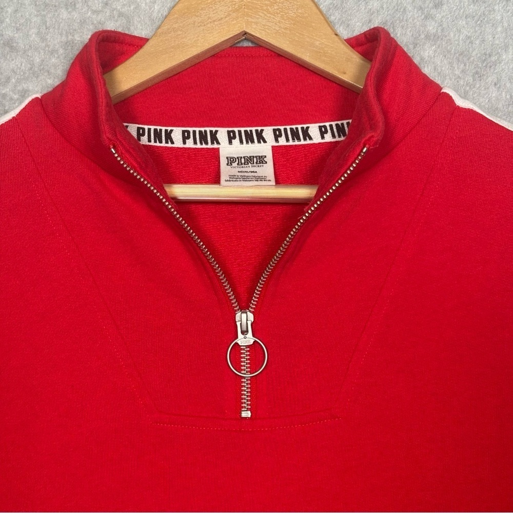 Victoria's Secret Pink Y2K 1/4 Zip Sweatshirt Top-Red-Women Size Medium